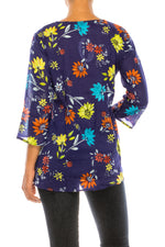 Load image into Gallery viewer, Navy Boho Floral Tunic with Embroidery
