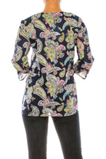 Load image into Gallery viewer, Navy Paisley Floral Tunic with Embroidery
