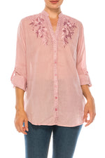 Load image into Gallery viewer, Vintage Button-Down Tunic with Embroidery
