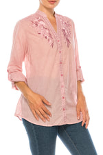 Load image into Gallery viewer, Vintage Button-Down Tunic with Embroidery
