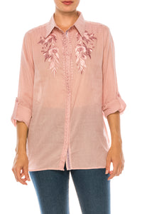 Vintage Button-Down Shirt with Embroidery