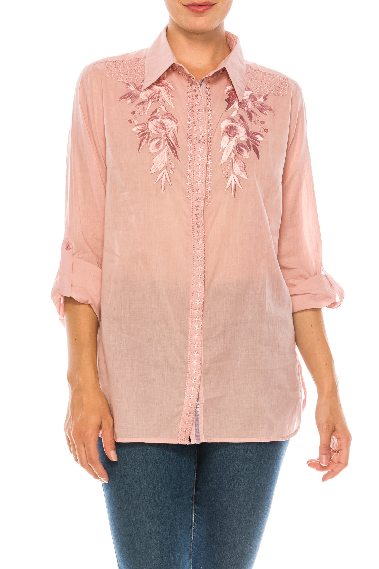 Vintage Button-Down Shirt with Embroidery