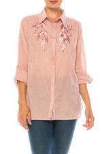 Load image into Gallery viewer, Vintage Button-Down Shirt with Embroidery
