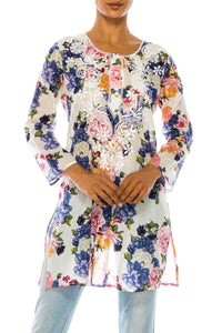 Boho Tunic with Floral Embroidery