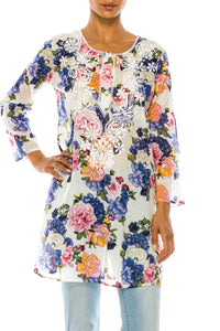 Boho Tunic with Floral Embroidery