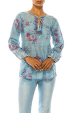 Load image into Gallery viewer, Vintage Boho Blouse with Embroidery and Drawstrings
