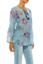 Load image into Gallery viewer, Vintage Boho Blouse with Embroidery and Drawstrings
