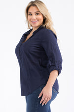 Load image into Gallery viewer, Plus Size Navy Top with Lace
