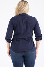 Load image into Gallery viewer, Plus Size Navy Top with Lace
