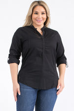 Load image into Gallery viewer, Plus Size Black Top with Lace
