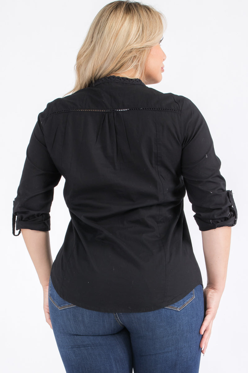 Plus Size Black Top with Lace