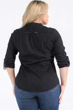 Load image into Gallery viewer, Plus Size Black Top with Lace
