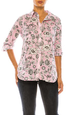 Load image into Gallery viewer, Pink Floral Printed Button-Down Shirt
