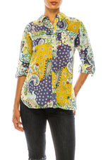 Load image into Gallery viewer, Patchwork Floral Paisley Print Button-Down Shirt
