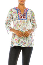 Load image into Gallery viewer, Cream Paisley Floral Tunic with Embroidery
