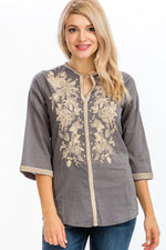 Load image into Gallery viewer, Tunic with Floral Embroidery
