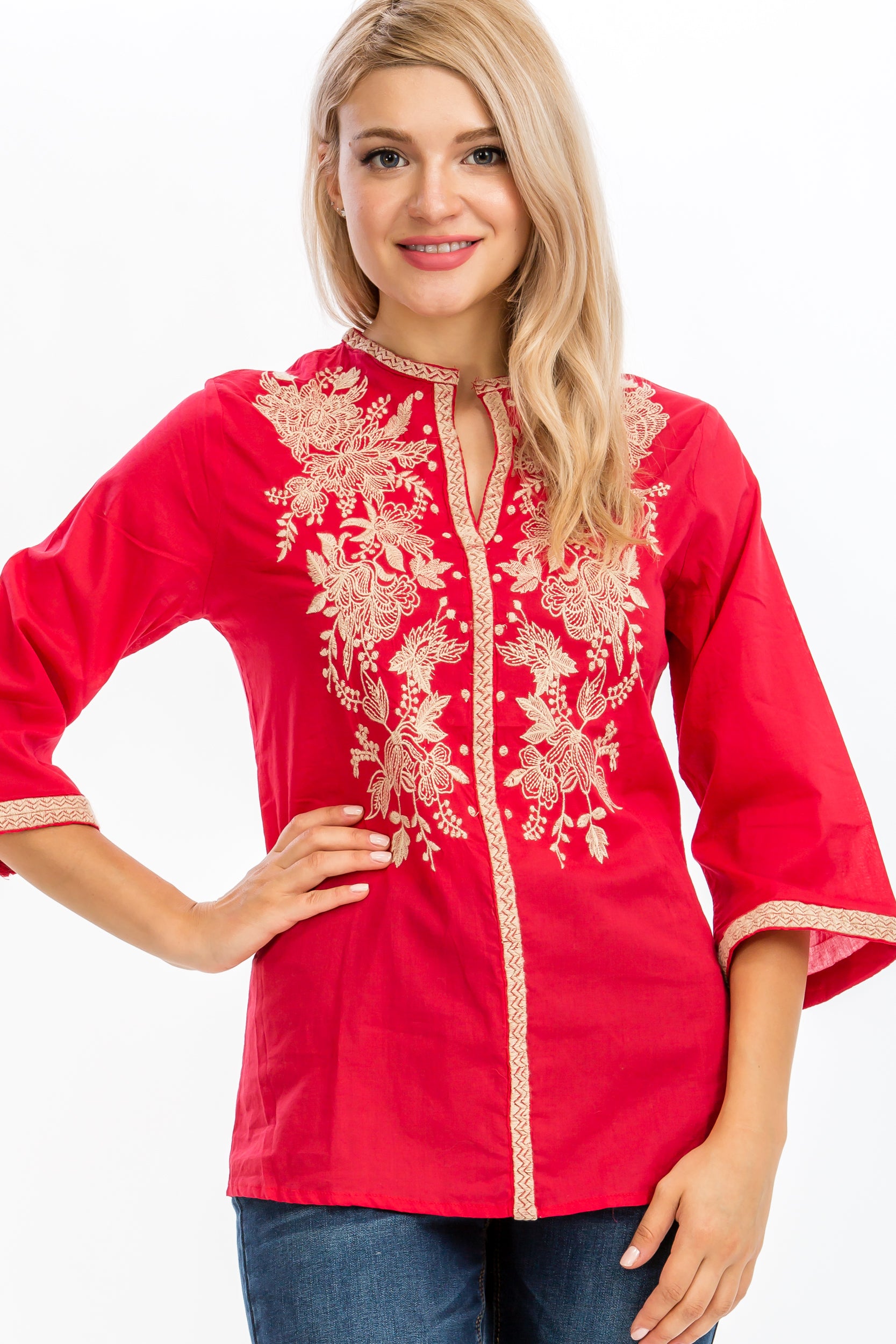 Tunic with Floral Embroidery