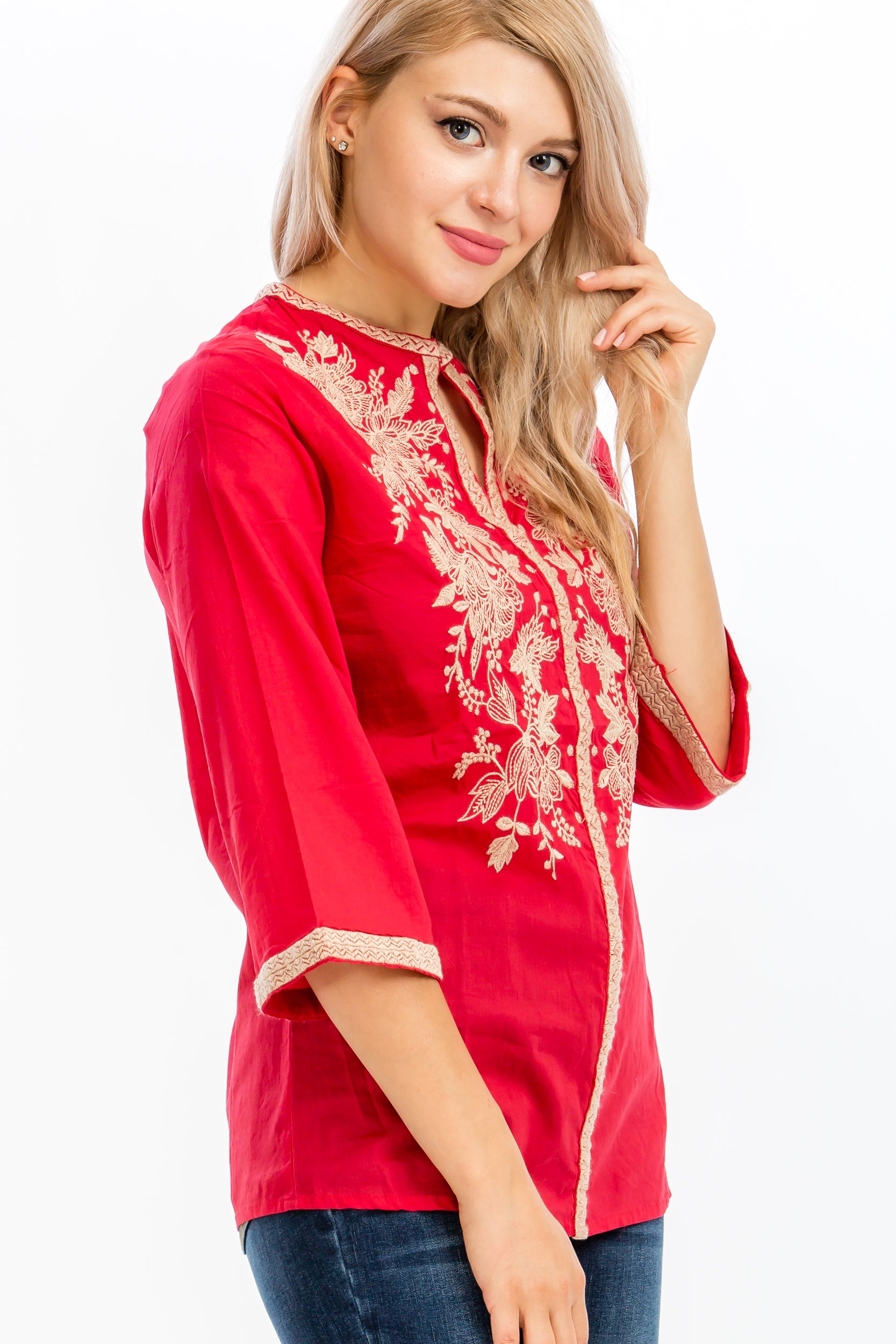 Tunic with Floral Embroidery