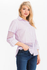 Load image into Gallery viewer, Embroidered Button-down Shirt with Mesh
