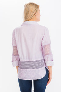 Embroidered Button-down Shirt with Mesh