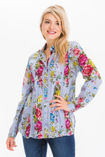 Load image into Gallery viewer, Vintage Floral Shirt with Lace Inserts and Pin Tucks
