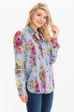 Load image into Gallery viewer, Vintage Floral Shirt with Lace Inserts and Pin Tucks
