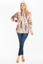 Load image into Gallery viewer, Vintage Floral Shirt with Lace Inserts and Pin Tucks
