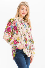 Load image into Gallery viewer, Vintage Floral Shirt with Lace Inserts and Pin Tucks
