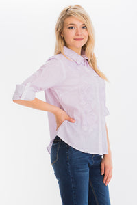 Embroidered Button-Down Shirt with Vintage Wash