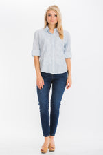 Load image into Gallery viewer, Embroidered Button-Down Shirt with Vintage Wash
