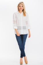 Load image into Gallery viewer, Embroidered Button-down Shirt with Mesh
