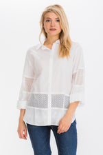 Load image into Gallery viewer, Embroidered Button-down Shirt with Mesh
