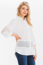 Load image into Gallery viewer, Embroidered Button-down Shirt with Mesh
