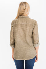 Load image into Gallery viewer, Textured Top with Lace Inserts and Pin Tucks
