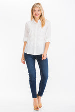 Load image into Gallery viewer, White Embroidered Button-Down Shirt
