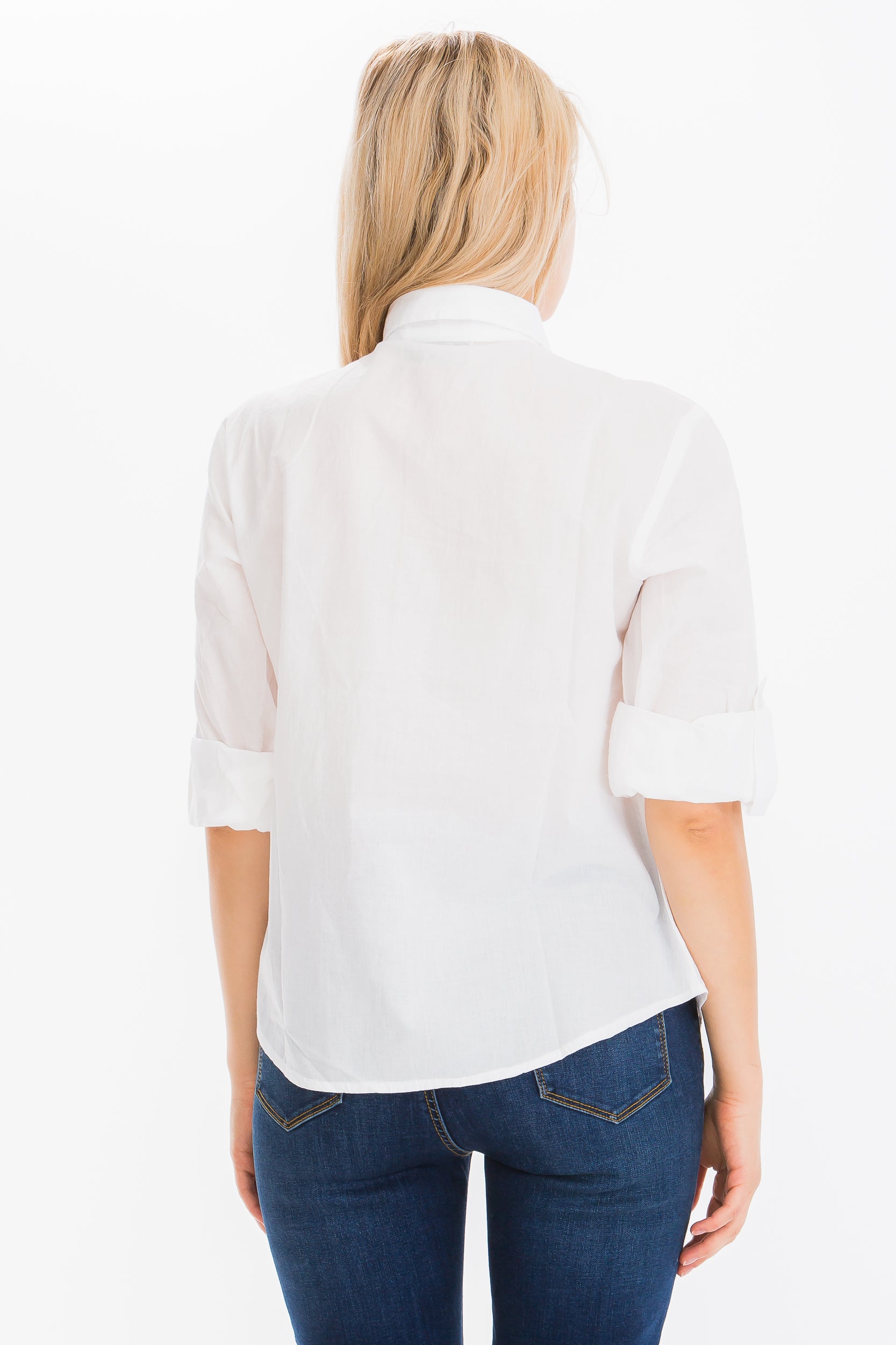 White Embroidered Button-Down Shirt