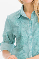 Load image into Gallery viewer, Embroidered Button-Down Shirt with Vintage Wash
