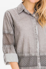 Load image into Gallery viewer, Embroidered Button-down Shirt with Mesh
