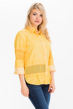 Load image into Gallery viewer, Embroidered Button-down Shirt with Mesh
