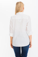 Load image into Gallery viewer, White Top with Lace Inserts and Pin Tucks
