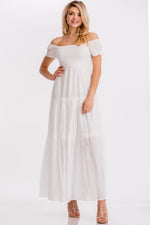 Load image into Gallery viewer, White Off-Shoulder Maxi-Dress
